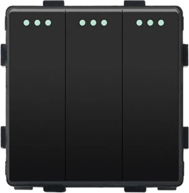 Вимикач універсальний 3-клавішний WALLPAD чорний, без рамки