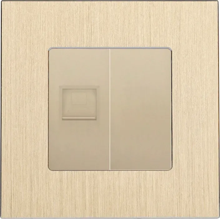 Комп’ютерна розетка RJ-45 WALLPAD, золота алюмінієва рамка, настінна