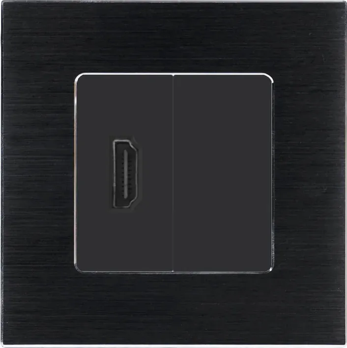 Розетка HDMI WALLPAD, чорна, алюмінієва рамка, настінна для телевізора, дизайнерська