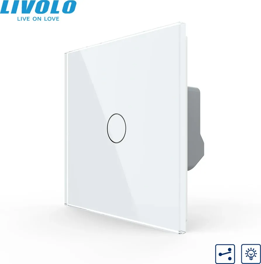Сенсорний димер LIVOLO, прохідний, білий, скляна панель, 2 А 230 В,