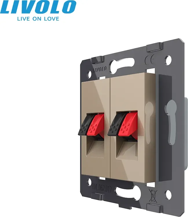 Hi-Fi аудіо розетка LIVOLO, для колонок і підсилювачів, золота, настінна дизайнерська, скляна рамка