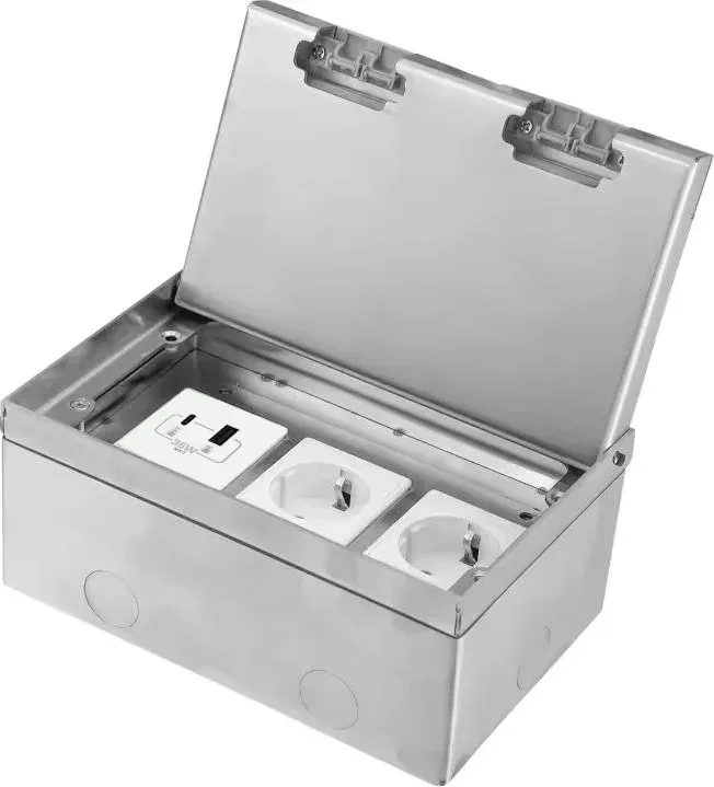 Розетка підлогова LIVOLO, прихованого монтажу, 2 розетки, USB-A та USB Type-C 36 Вт, нержавіюча сталь, срібна