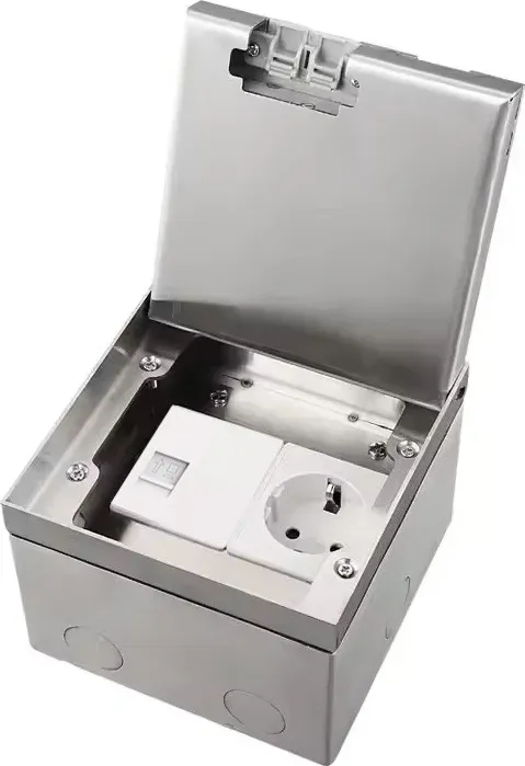 Розетка підлогова LIVOLO, прихованого монтажу, з заземленням та інтернет RJ-45, IP54, нержавіюча сталь, срібна