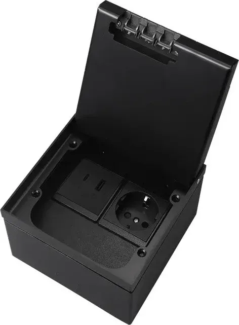Розетка підлогова LIVOLO, прихованого монтажу, USB-A та USB Type-C 36 Вт, IP54, нержавіюча сталь, чорна