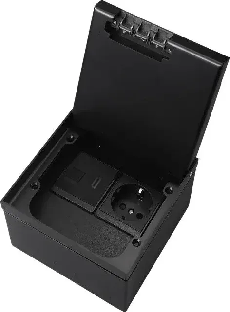 Розетка підлогова LIVOLO, прихованого монтажу, інтернетом RJ-45 та HDMI, IP54, нержавіюча сталь, чорна